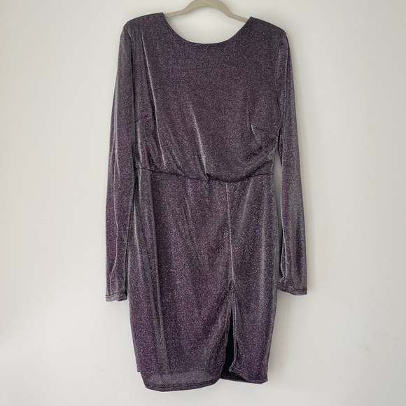 Long Sleeve Purple Party Dress - Picture 7 of 8
